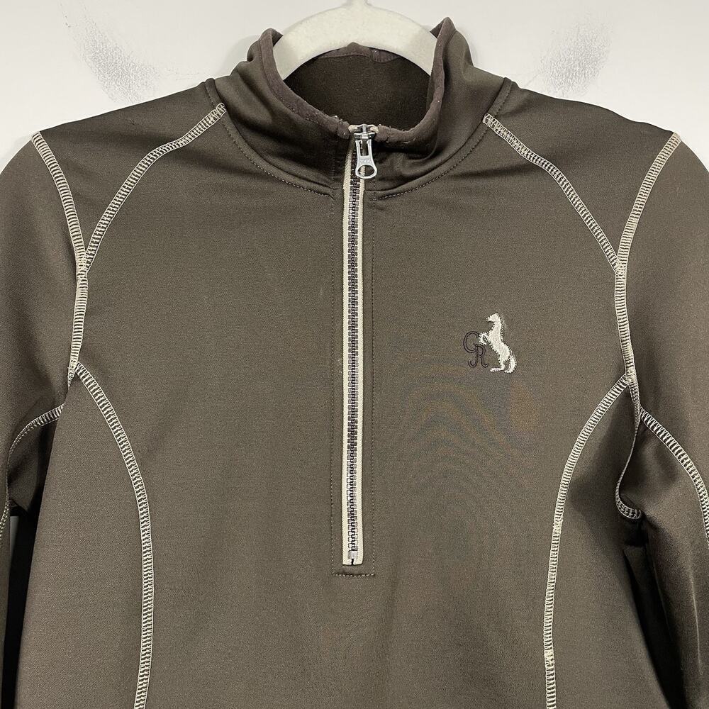Goode Rider Sweatshirt Women Large Brown Fleece 1/2 Zip Thumbholes Equestrian - Picture 4 of 12